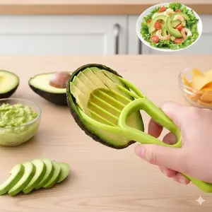 Avocado Slicer with Non-Slip Design, Fruit Vegetable Slicer - Multi-Use Fruit Tool for Mango, Papaya, Meat Separation, Coring & Scooping. Antibacterial, Lightweight, Easy to Clean Kitchen Gadget for Home & Commercial Use. Safe & Handy Fruit Processor.