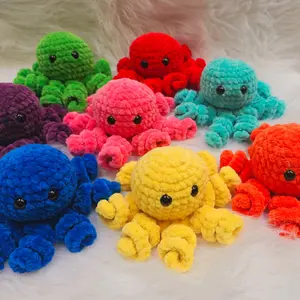 Stuffed Animal Toy Mina's Makings Soft  Plushy Multi-colors 8 Legged Toy Octopus Stuffed Animal Crochet