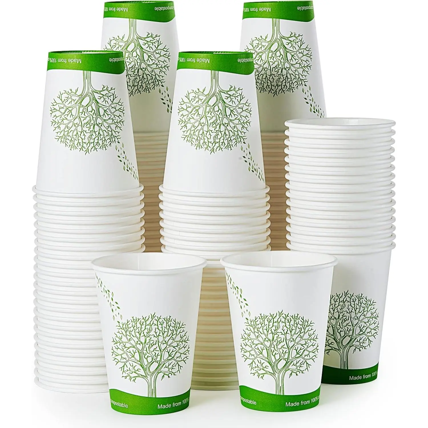 240 Count 12 oz Compostable Paper Cups, Biodegradable Disposable Paper Coffee Cups with PLA Lined,  Hot Drinking Cups for Party, Picnic,Travel,and Events