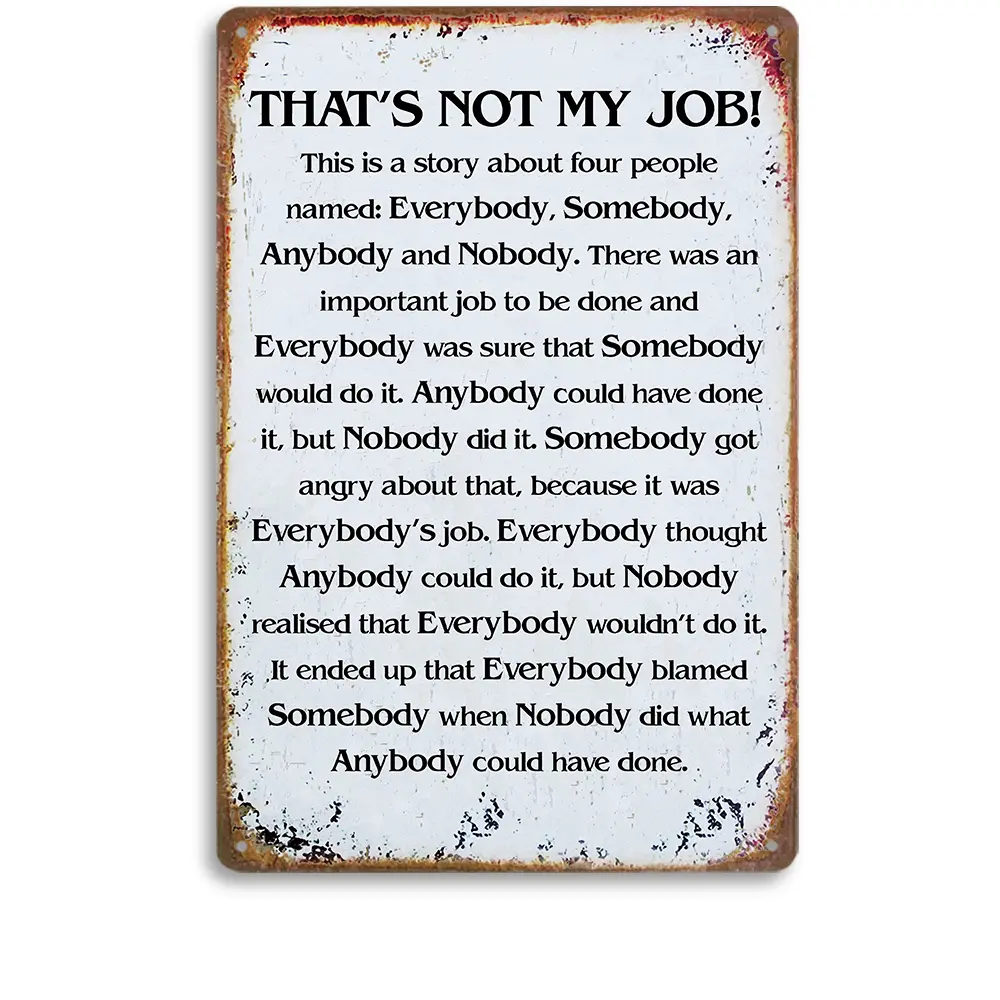 That's Not My Job Funny Metal Tin Sign 12×8 Inch Sarcastic Quote Wall Decor Vintage Office Sign for Meeting Room Break Room Home Office Hanging Decoration Gift