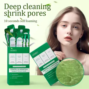 Hot Selling|Centella Foam Facial Mask,Bubble Deeply Cleaning Facial Dirt ,Purifying Remove Black And Control Oil, 5g*12  Fragrance