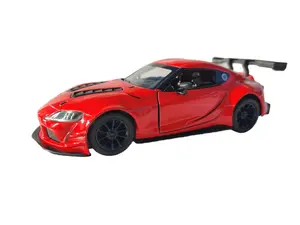 KINSMART 1:36 Scale 5" Toyota Supra Racing Concept Diecast Toy - Red, Pull Back & Go Action, Openable Doors, Officially Licensed