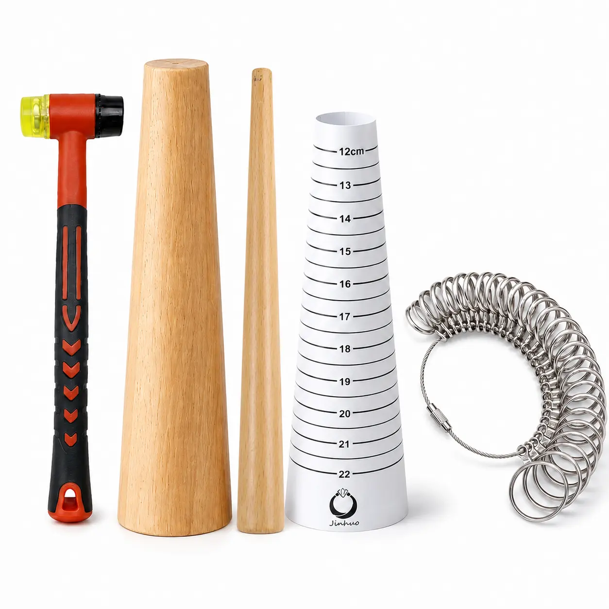 DIY Jewelry-Making Kit for Crafters - Jewelry Making Supplies, Ring Sizer, Metal Ring Gauges, Bracelet Sizer, Bracelet Measuring Cone, Wooden Mandrels, Rubber Mallet, Controlled Shaping Essential Support - Choking Hazard Small Parts Note