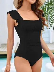 Women's Solid Color  One-pieces Swimsuit, Casual Comfortable Swimwear for Summer, Ladies Swimsuit for Beach Holiday Vacation Cutout Bathing Suits