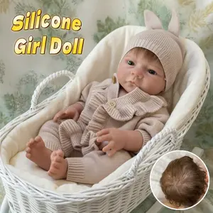 18 Inch Full Body Soft Silicone Reborn Girl Doll With Realistic 3D Painted Skin Rooted Hair And Adorable Outfit Ideal for Play Perfect Gift for Family
