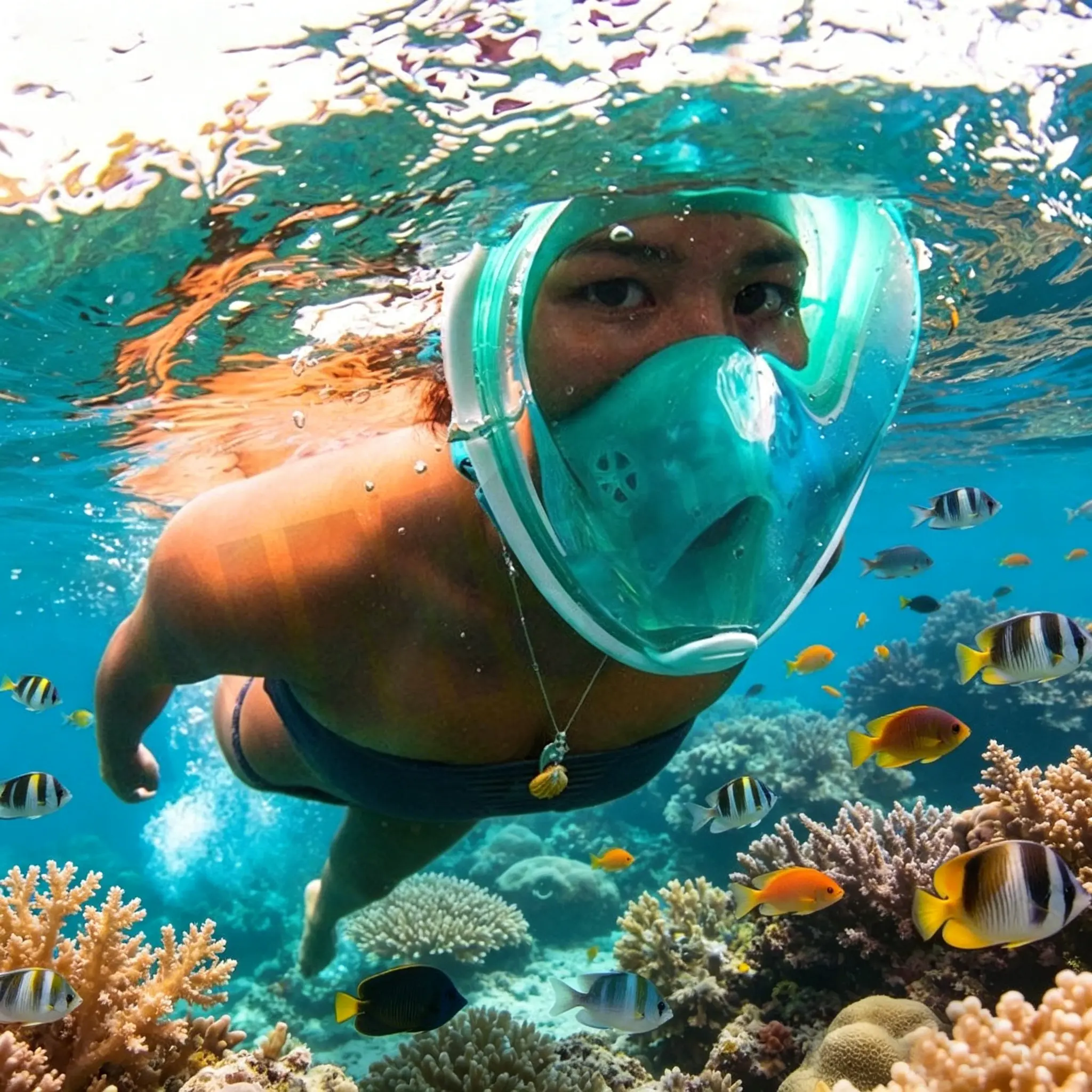 Second-generation direct-plug fully dry snorkeling regulator, full-face diving mask, swimming diving suit, and goggle.