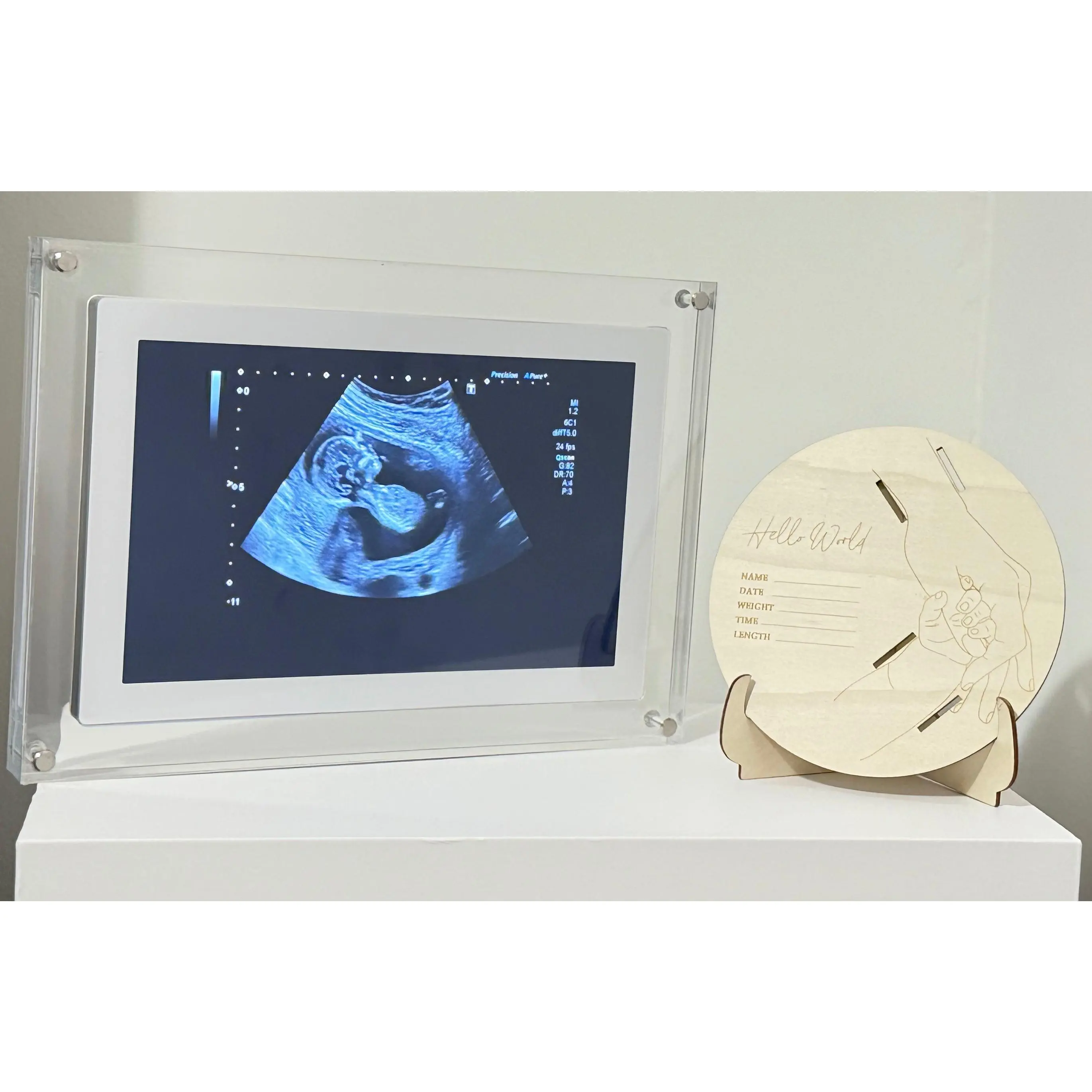 SnapFrame 5 inches Digital Frame for Wedding & Baby Milestone Photos - Sleek Design, Easy Interface, Perfect Gift for Expecting Couples, they can easily display and rotate ultrasound photos and pregnancy milestone of their growing family.