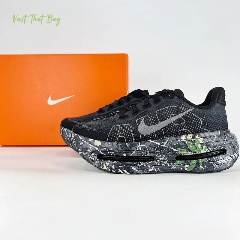 Floral marbled low-top casual runners breathable stretch mesh upper embedded hollow air cushion anti-slip sole built for weekend road trips evening city strolls