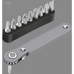 Compact 90-Degree Reversible Screwdriver Set with High Torque & Low Profile - 11-Piece Mini Ratchet Wrench for Tight Spaces - EDC Tool with Offset Drive Handle - Durable Close Quarters Pocket Screwdrivers - Ergonomic Non-Slip Grip tool gift pry bar