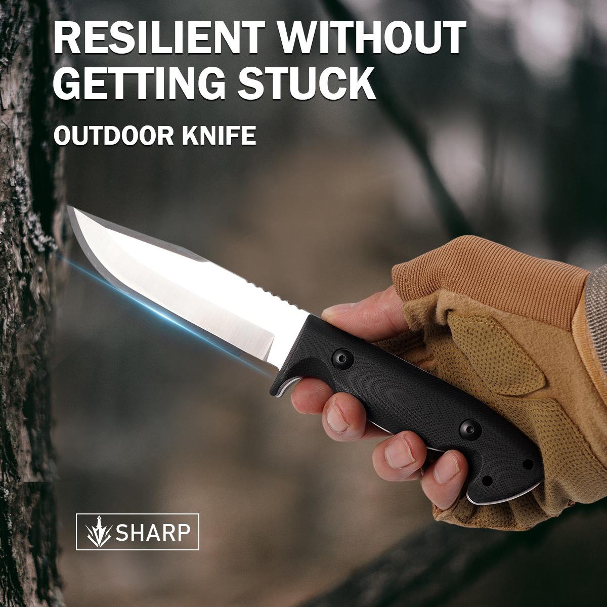 Camping Tactical Fixed Blade Utility Knife，Premium Tactical Fixed Blade Knife with Kydex Sheath, Must-Have Gear for Outdoor Adventures