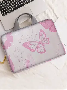 Butterfly Pattern Printed Notebook Cover, Soft Laptop Sleeve, Fits Laptops & Tablets, Zippered Storage Bag, Casual All-Season Use