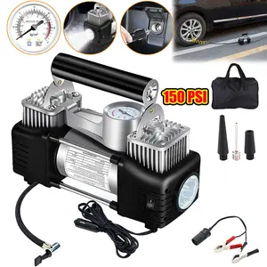 12V Portable Dual Cylinder Air Pump Heavy Duty Dual Cylinder Tire Inflator 150PSI Electric Car Tyre Inflator Portable Dual Purpose Air Pump