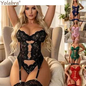 Women’S Sexy See-Through Lace Lingerie Jumpsuit, Deep V-Neck Design With Adjustable Straps, Figure-Hugging Tight Fit, Elegant Sheer Lace Fabric, Breathable & Comfortable, Stylish Bodysuit For Date Nights, Nightclub, Wedding Night, Honeymoon
