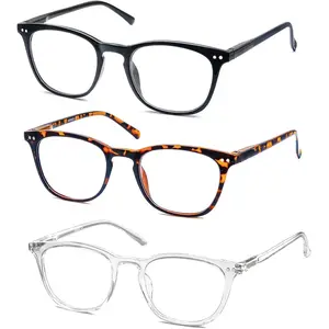 Reading Glasses Women Men Stylish Readers 2.5 Lightweight Frame Glasses for Reading 3 Pack Black/Tortoise/Clear