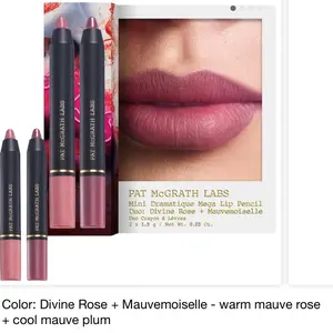 PAT McGRATH LABS Mini Dramatique Mega Lip Pencil Makeup Set, Divine Rose + Mauvemoiselle, 0.05 oz/1.5 g, Cosmetic Lip Pencil Set