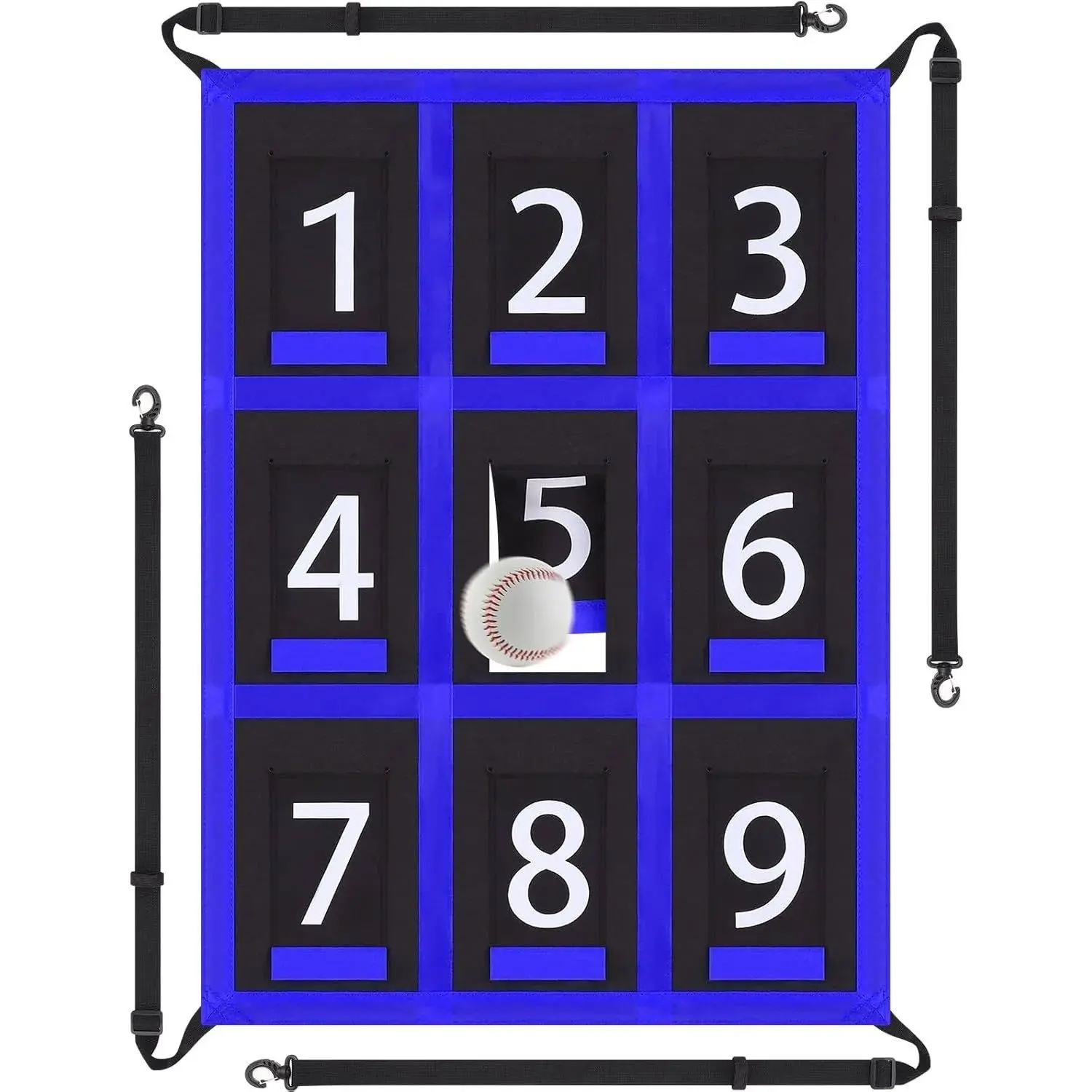 9 Hole Pitching Target for Baseball & Softball, Heavy-Duty PVC Adjustable Strike Zone for Youth Accuracy Training, Portable Training Equipment Easy to Install on Nets, Numbered Zones, Height Adjustable, Children, Improves Pitching Drills, Pvc Cloth, Softb
