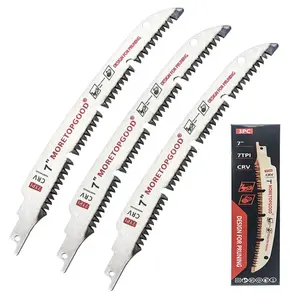 Arc Curved Reciprocating Saw Blade with Chipconveyor Design, 7TPI Japanese Teeth with Arc Edge Wood Pruning Saw Blades for Tree Trimming, Wood Cutting,3-Pack outdoorfun