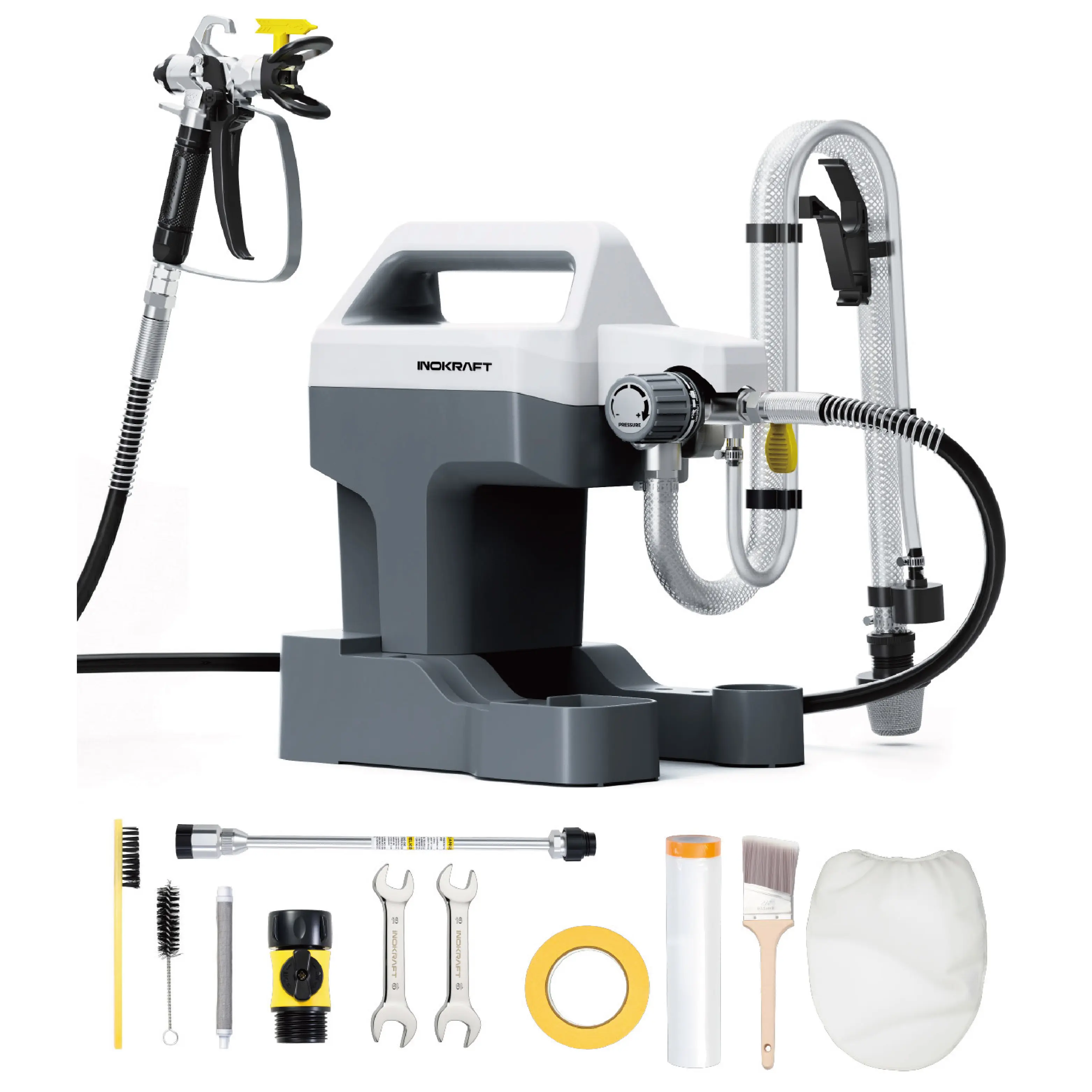 InoKraft NEO Airless Paint Sprayer Kit - 30% Lighter Paint Spraying Tool with Built-In Accessory Storage, 12-Inch Tip Extension, Quick Clean for Both Indoor/Outdoor DIY Projects