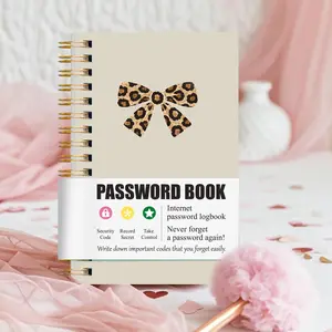 A6 Password Journal, Portable Dual Coil Account Password Manager Notebook, Leopard Print Bow Contact Book, Birthday Reminder, Emergency Contacts, Multifunctional Stationery