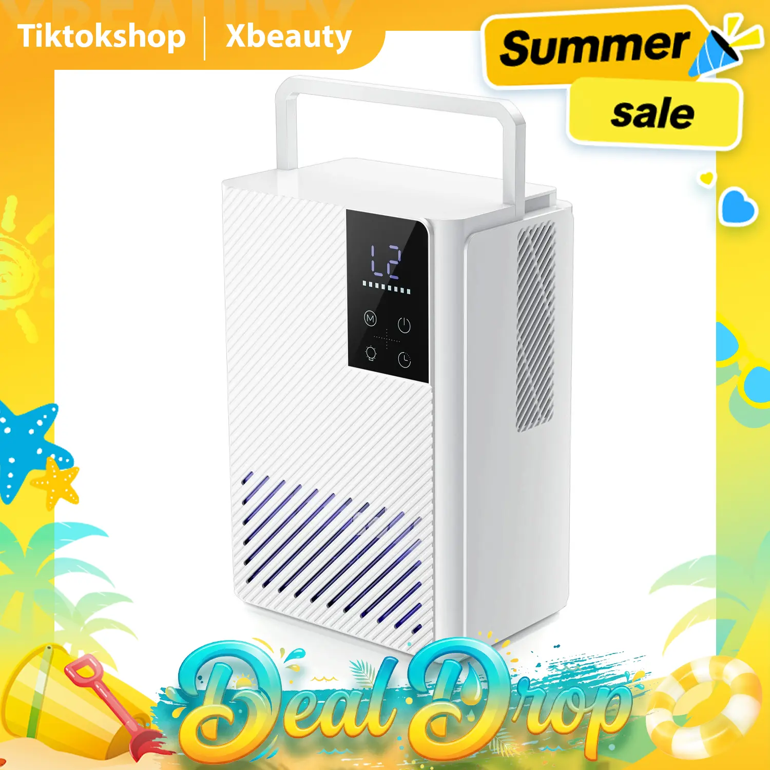 SpringGlowUp Dual-Core Portable Dehumidifier with 68OZ Tank 500 sqft Sleep Mode Auto Shut-Off Delay-Off Timer Night Light 48dB Quiet for Basement Bathroom Bedroom RV Closet Summervibes,summerwins