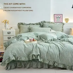 3-Piece Classic Fashion Plaid Bedding Set, Includes 1 Fitted Sheet & 2 Pillowcases, Soft Comfortable Home Bedroom Linen, Soft Bedding Sets
