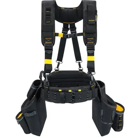 MELOTOUGH Professional Carpenter's Tool Belt Combo with Suspenders, 1680D Ballistic Fabric 5-Piece Framer Combo System, 32 Pockets/Loops, 32"-50" Waist, Detachable Tool Pouches, Work Accessories for Construction Workers