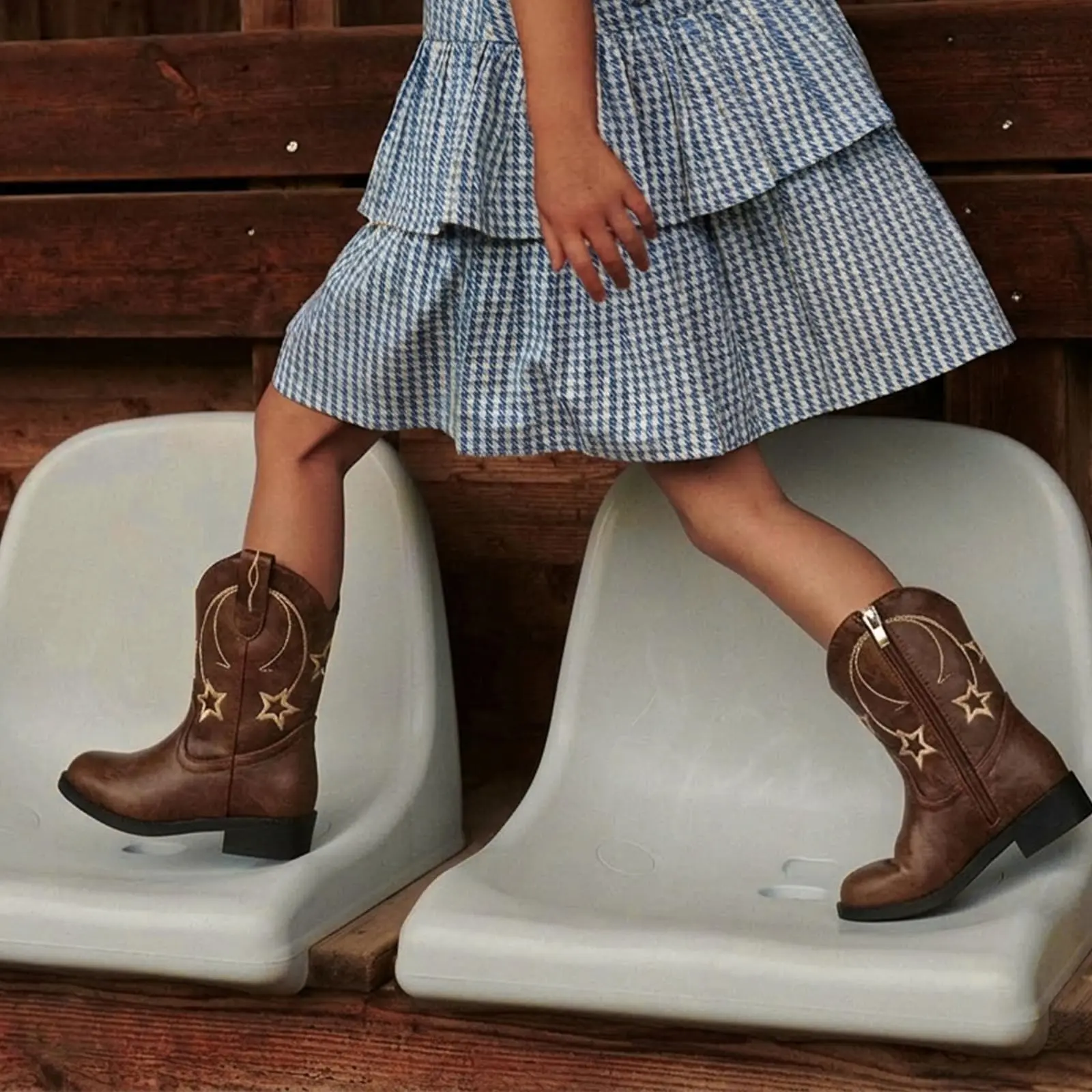 【New Arrivals】Kids' Western Cowboy Boots for Toddlers, Little & Big Kids, Unisex Fashion Footwear with Round Toe and Side Zipper, Fashion Boot, Footwear Boot