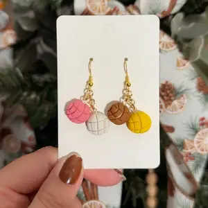 Mini Concha Earrings, Polymer Clay Earrings, Mexican Themed Earrings.