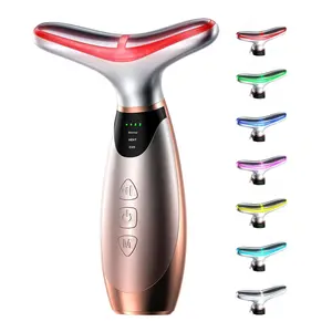 [New Upgrade] Pedete 7-Color Red Light Therapy Facial Massager, 3-in-1 Face & Neck Beauty Device with 113°F Heating & Vibration, Skin Lifting, Tightening & Rejuvenation, Multi-Functional Anti-Aging Skincare Tool, Summer Beauty Gift Idea