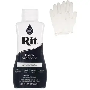 Rit Liquid Fabric Dye - 8 oz Bottle, 8 oz Bottles Option - For Crafting, Clothing, Décor - Black, Includes Gloves
