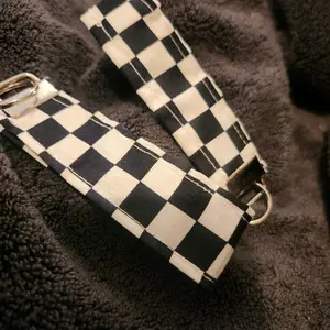 black/white checkered keychain