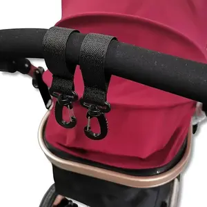 2pcs 360° Rotatable PU Leather Stroller Hooks, Wheelchairs Cars Motorcycles Bike Hooks