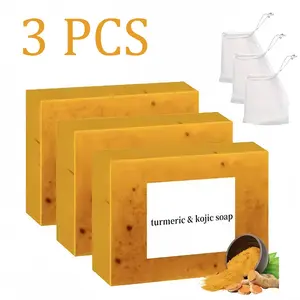 3PCS Lemon Turmeric KojicAcid SoapLemon Kojic Acid Soap BarTurmeric Soap BarKojic Acid SoapDark Spot Remover for Face Facial Skincare Radiant Comfort