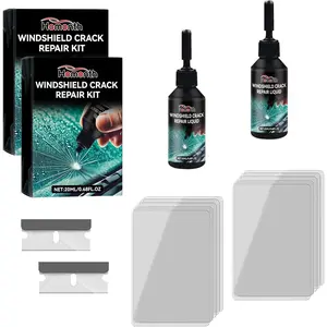 2 Pack Windshield Repair Kit - Professional Glass Chip & Crack Repair Liquid for  Types,  Fix for Windshield, Windows, Mirrors & Glasses, Easy DIY Application Kit (2xBlack Bottle)