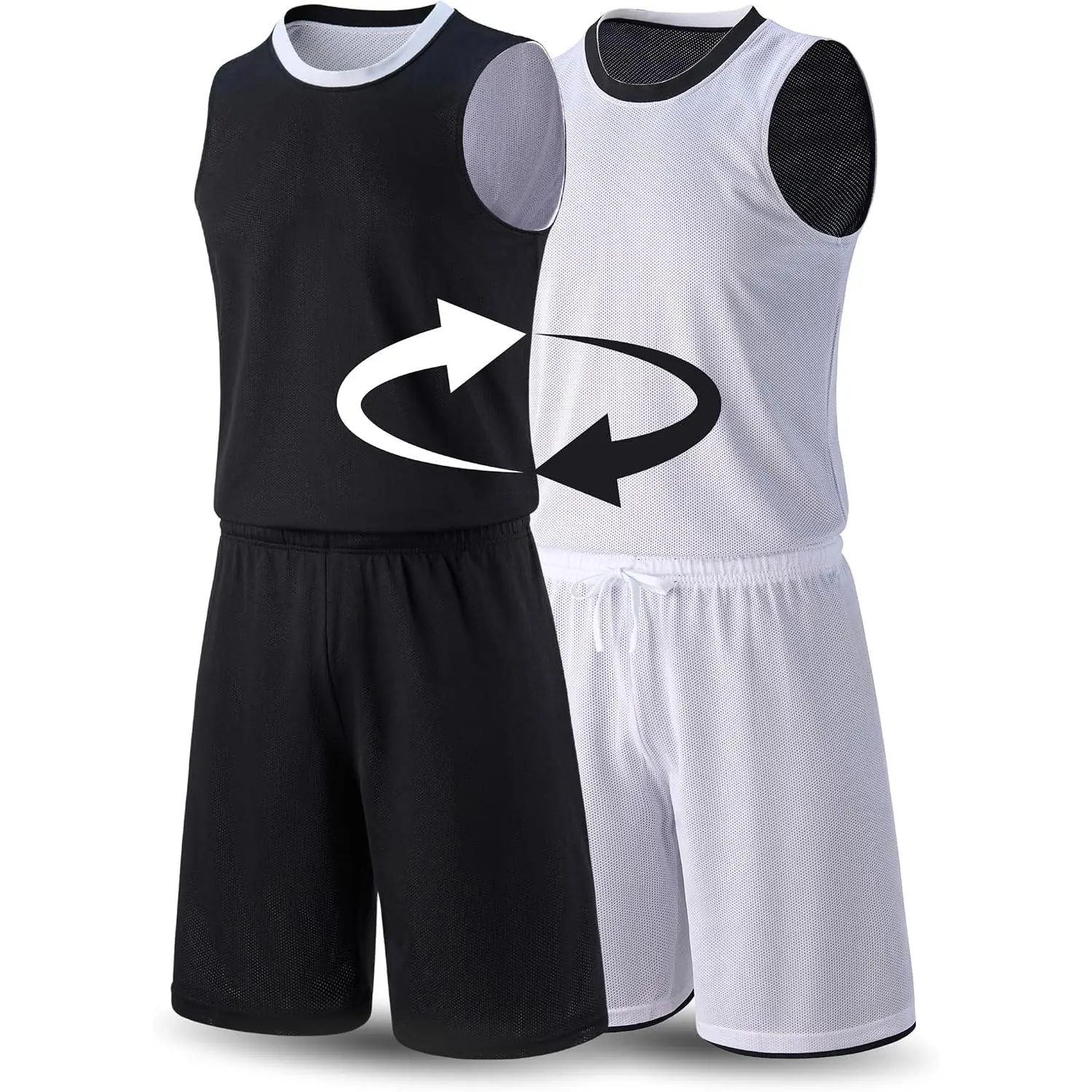 1 Set of Men's Reversible Basketball Jersey and Shorts, Double-Sided Custom Athletic Uniforms for Team Sports Practice