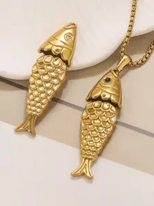 Stainless Steel Fish-Shaped Pendant, Diamond Inlaid Movable Fish Scale Charm for DIY Jewelry Projects, Necklace and Bracelet Accessories