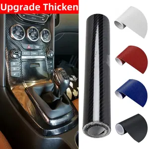 7D Car Body Gloss Carbon Fibre Vinyl Film Wrap Sticker Bubble Free 60" x 12" / 5 FT x 1 FT, Car Self-adhesive DIY Decal Vinyl Stripe Sticker Interior Decoration Accessories, 4 Color, Universal For Truck SUV Coupe