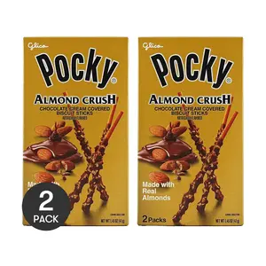 GLICO Pocky Almond Chocolate Sticks - 2 Pack (41g Each) | Crunchy Snack Treat