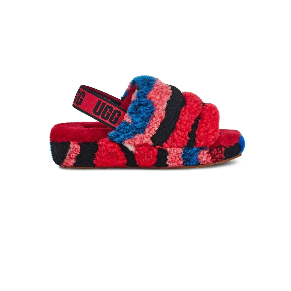 Women's UGG Fluff Yeah Slide Cali Collage Red (1118164-RED)