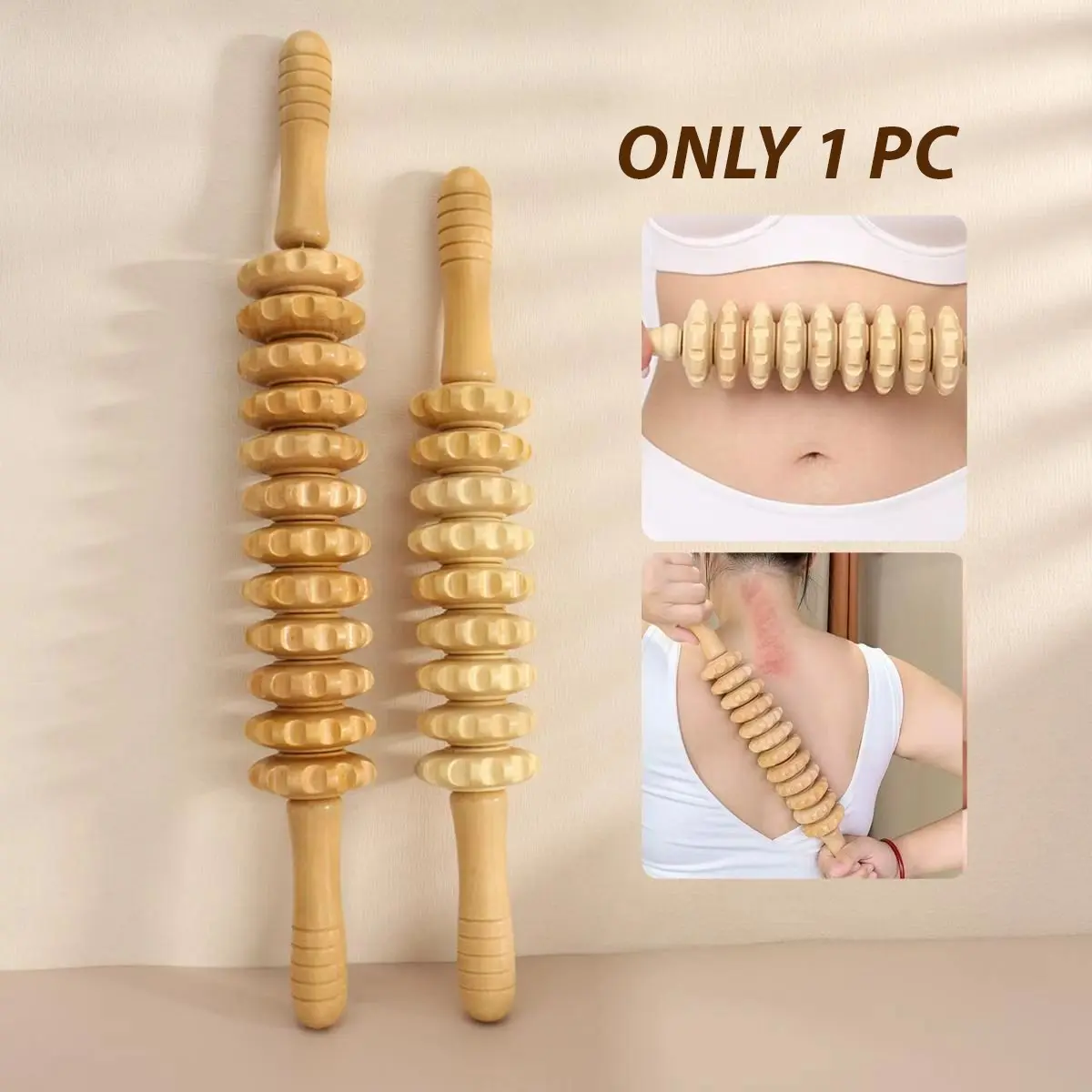 Wooden Massage Roller Gear Design, Full Body Acupuncture Relief Tool, Body Care, Suitable for Legs Arms Back, Universal Massager Stick, Muscle Roller Stick, Large Small Sizes Available, Back Massagers