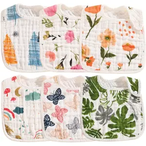 Organic Baby Bibs Set of 6, Unisex Soft Cotton Drool & Teething Bibs, Super Absorbent, Easy Clean & Wear, Suitable for Infants 0-24 Months