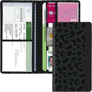 Registration and  Holder, with  Closure for License, Cards and Documents,   Needs and  Accessories (Leopard-Black)