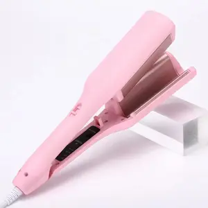【Wavy Chic】32MM French V-Shaped Curling Iron - 4-Level Temperature Control, Fast Heating, Effortless French Waves, Pink Adjustable Comfort Hair Deep Groove Design Purple