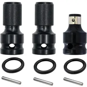3 Pack Impact Wrench Adapter 1/2 inch Square Drive to 1/4 inch Hex Socket Converter Attachment Quick Release Drill Bit Holders Chunk Adaptor for Air and Electric Wrenches Ratchet Driver