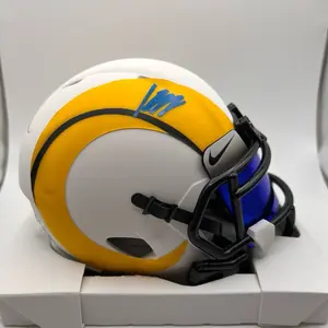 Kyren Williams LA Rams mini helmet COA BECKETT Sharpie Smudge on back Authentic TROY SMITH OSU Design Perfect for Fans