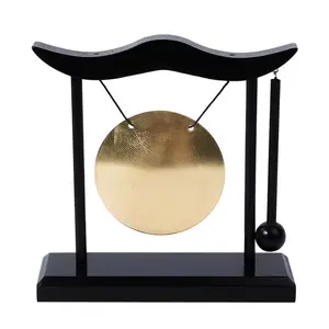 Vintage Copper Gong 1pc Large Volume Decorative Ornament, Home Art Craft Decor with Stand Base, Elegant Wall Hanging Decoration, Home Ornaments, Feng Shui Ornaments