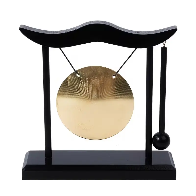 Vintage Copper Gong 1pc Large Volume Decorative Ornament, Home Art Craft Decor with Stand Base, Elegant Wall Hanging Decoration, Home Ornaments, Feng Shui Ornaments, Room Decor, Decoration Items