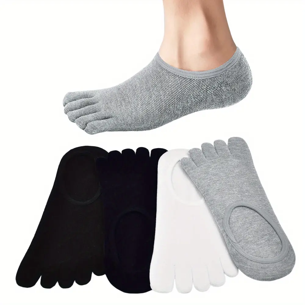 4 Pairs Men’s Toe Socks No Show & Slip-resistance Running Toe Socks Athletic Sports Five Finger Socks