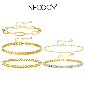 Waterproof Bracelets for Women Trendy Fashion Stackable Tennis Beaded Figaro Herringbone Paperclip Link Bracelet Pack Stack Gifts for Women