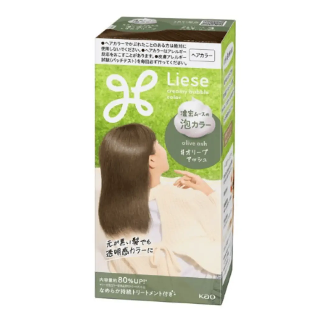 KAO Liese Prettia Permanent Foam Hair Dye, Olive Ash (Previously British Ash) - Easy, Mess-Free Pre-Mixed Color Kit for At-Home Use